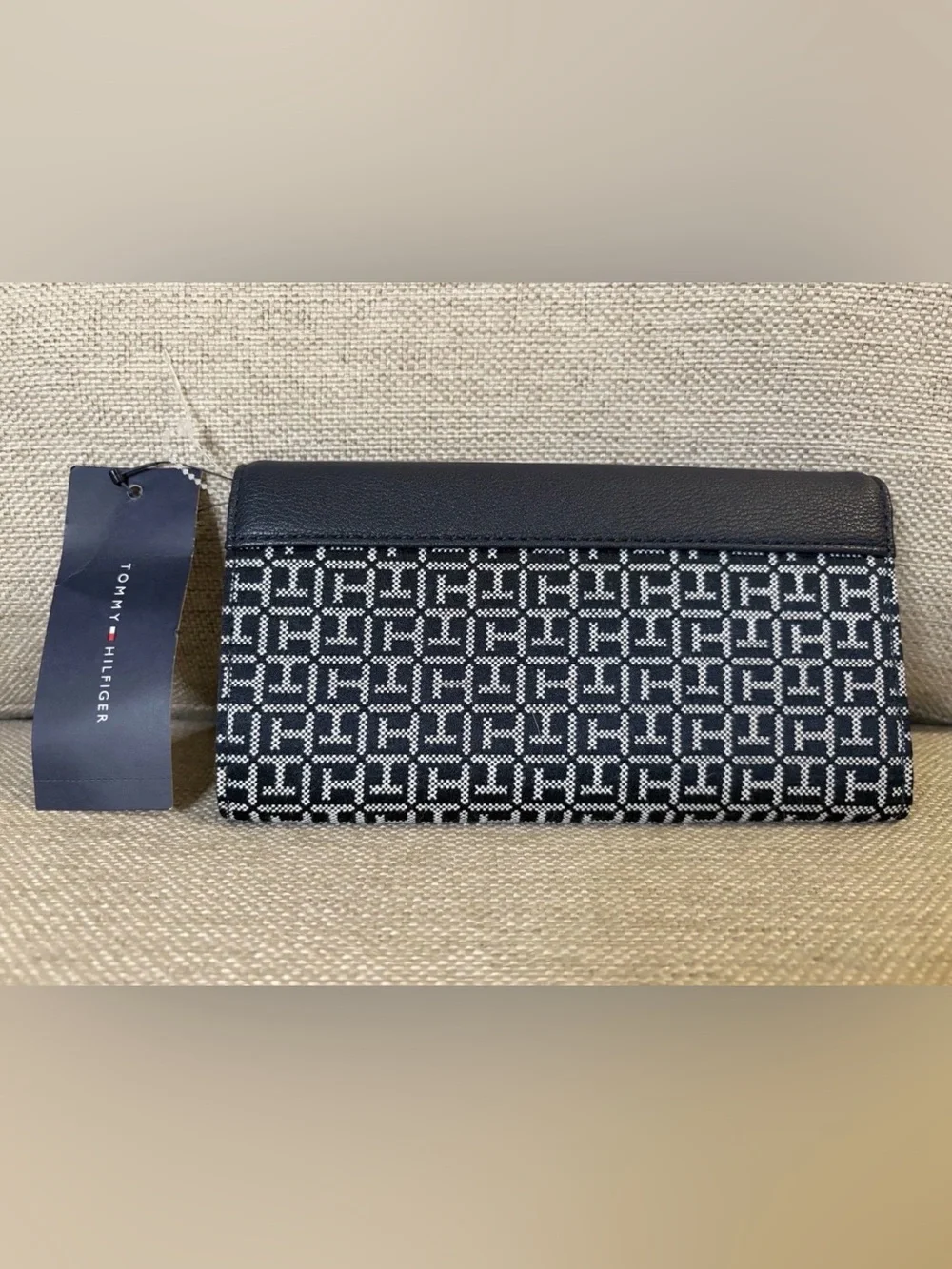 Tommy Hilfiger Navy Interior Logo Wallet with Gold Hardware